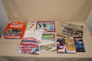 lot 218 image: Minnesota Twins Novelties, Papers and VHS Tapes