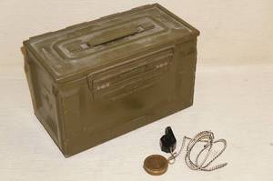 lot 269 image: Metal Ammo Box with Compass and Field Siren