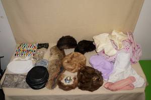 lot 298 image: Vintage Fur and Leather Hats, South Korean Textiles