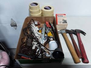 lot 39 image: Assorted Tools, Cords, Tape