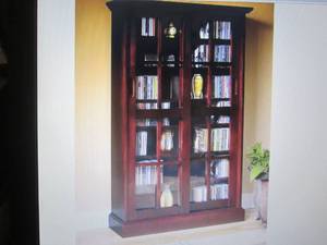 lot 1 image: Merrick Sliding-Door Media Cabinet ...