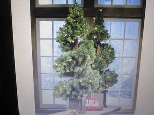 lot 2 image: Set of 2 Potted Lit Spiral Trees op...