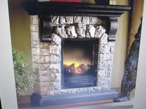 lot 6 image: Faux Stone Fireplace open box Retai...