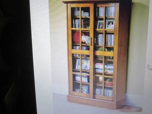lot 18 image: Merrick Sliding-Door Media Cabinet ...