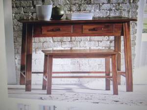 lot 33 image: Rustic Desk and Bench open box Reta...