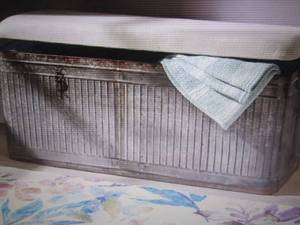 lot 41 image: Galvanized Storage Bench open box R...