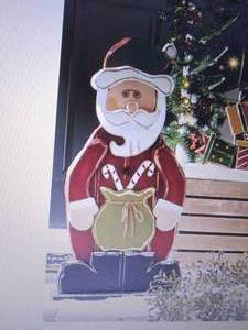 lot 159 image: Chunky Wood Cutouts Santa Claus ope...