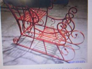 lot 181 image: Red Metal Holiday Sleigh open box A...