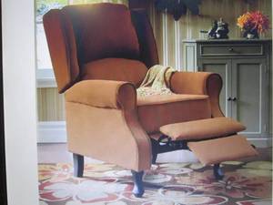 lot 182 image: Microfiber Wingback Recliner open b...