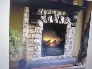 lot 185 image: Faux Stone Fireplace open box Retai...
