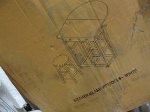 lot 187 image: Kitchen Island with Stools open box...