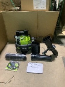 lot 34 image: RYOBI 175 MPH 760 CFM 38CC GAS BACKPACK LEAF BLOWER. (OPEN BOX COMPLETE)