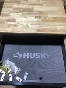 lot 53 image: (SLIGHTLY scratches) HUSKY HEAVY DUTY WELDED 28 IN W x33IN. H x 21.5 IN . D 20-GAUGE FREE STANDING 1-DRAWER 2-DOOR STEEL GARAGE BASE CABINET