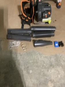 lot 56 image: LAWNMASTER NO-PULL 175 MPH 470 CFM 31cc Gas with Electronic Start Backpack Leaf Blower SEE PICS