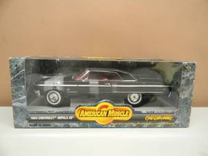 lot 20 image: ERTL AMERICAN MUSCLE - 1964 CHEVROLET IMPALA SS BLACK - 118 SCALE DIE-CAST - AWESOME - NEW IN BOX - SEE PICTURES
