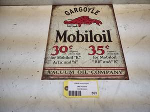 lot 553 image: Gargoyle Mobiloil Tin Sign, 12.5x16...
