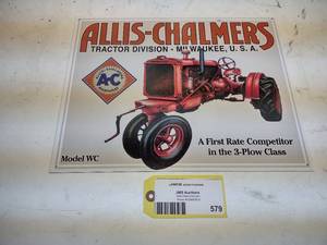 lot 579 image: Allis Chalmers Tractors Tin Sign, 1...