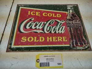 lot 584 image: Coca-Cola Tin Sign, 16x12.5...
