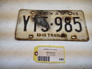 lot 549 image: TX License Plate...