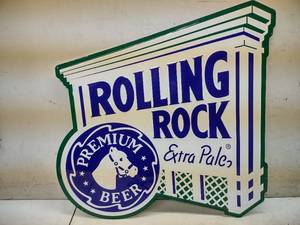lot 517 image: Rolling Rock Aluminum Sign, 35x35...