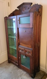 lot 1 image: Antique SecretaryDisplay Cabinet