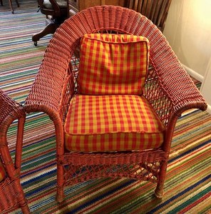 lot 55 image: Pair of Red Wicker Chairs