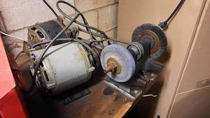 lot 73 image: Bench Grinder w (2) Electric Motors