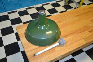 lot 111 image: Vintage Green Enamel Gas Station Light