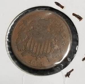 lot 07 image: 1865 US TWO CENT PIECE
