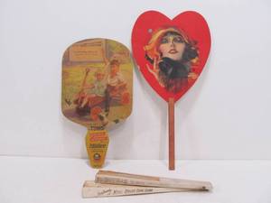 lot 27 image: Lot of 4 Vintage & Antique Advertising Hand Fans