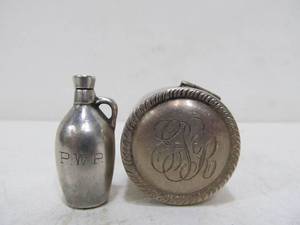 lot 35 image: Small Sterling Silver Little Brown Jug & Coin Holder