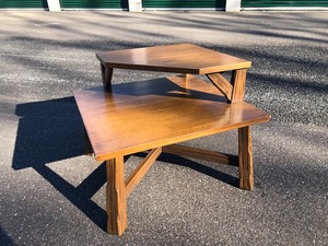 lot 305 image: Vintage A. Brandt RANCH OAK 2-Tiered Table