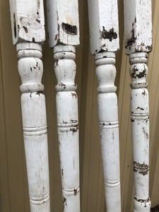 lot 96 image: Matching Lot of 4 Large Antique Wooden Porch Pillars