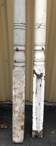 lot 97 image: Matching Lot of 2 Large Antique Wooden Porch Pillars