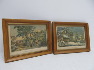 lot 176 image: 2 Small Antique Framed CURRIER & IVES Prints