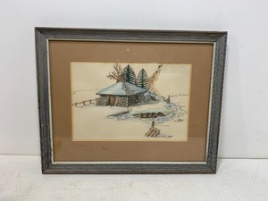 lot 200 image: Vintage Framed Signed Watercolor & Ink Artwork