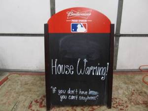 lot 148 image: MLB Baseball BUDWEISER RestaurantBar Advertising Sandwich Board Chalkboard Sign