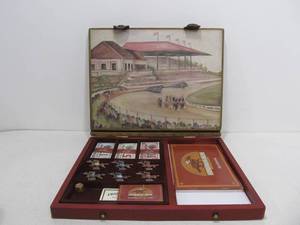lot 159 image: Very Cool Old Century STRETCH RUN Horse Racing Board Game wWood Case
