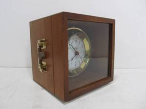 lot 223 image: Working Nautical Maritime Brass Ships Time Compass Box Clock