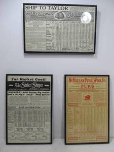 lot 181 image: 3 Framed Vintage FUR COMPANY Advertisements