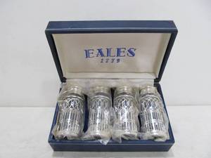 lot 183 image: NOS Vintage Sterling Silver & Cobalt Blue Glass Shakers by Eales