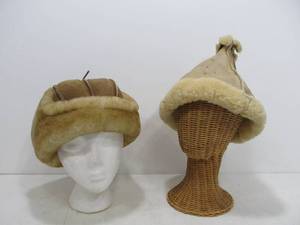 lot 248 image: Pair of Vintage Cold Weather Winter Hats - One Leather