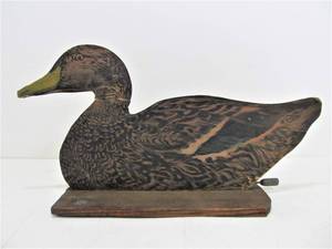 lot 260 image: Old Vintage Johnsons Folding Fiberboard Duck Decoy wWood float