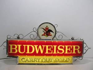 lot 271 image: Large Working Vintage BUDWEISER Lighted Advertising Beer Sign