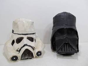 lot 273 image: Awesome Vintage STAR WARS Homemade Storm Trooper & Darth Vader Helmet
