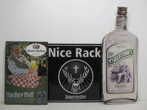 lot 274 image: 3 Metal BeerLiquor Advertising Signs