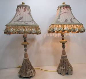 lot 276 image: Matching Pair of Signed BERMAN Tasseled Table Lamps