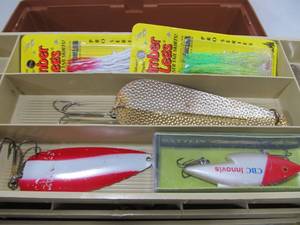lot 285 image: Plano Tackle Box FULL of Fishing Lures & Supplies