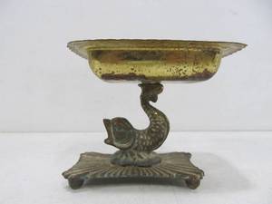 lot 301 image: Art Deco Style Brass Soap Dish Figural Fish
