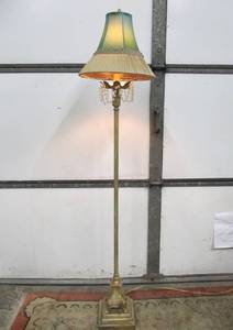 lot 302 image: Nice Art Nouveau Style LAMPCRAFTERS Floor Lamp Turquoise Silk Shade